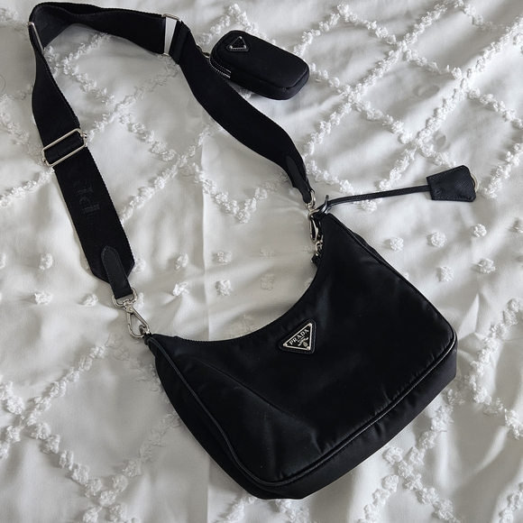 Prada Black Nylon Shoulder Bag with Adjustable Strap - Picture 2 of 12